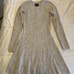 Abercrombie & Fitch Tan Ribbed Knit Sweater Dress